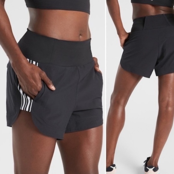 Athleta Ascender Athletic Gym Shorts Side Stripes Running Workout - Picture 1 of 12